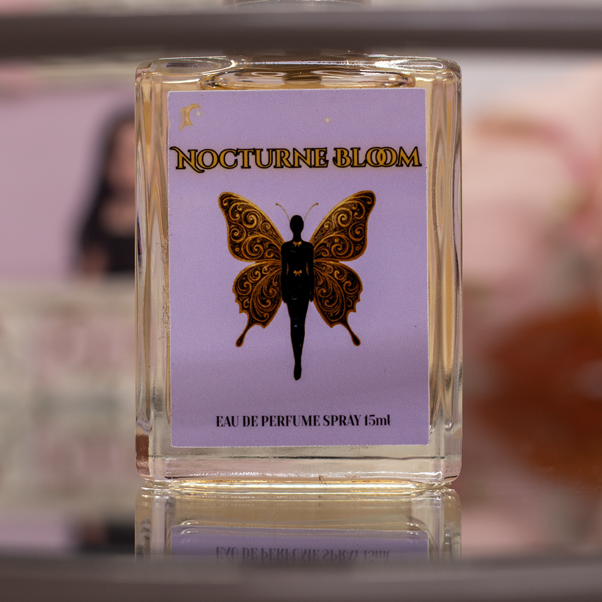 Nocturne Bloom Eau de Parfum spray bottle – bold nighttime perfume