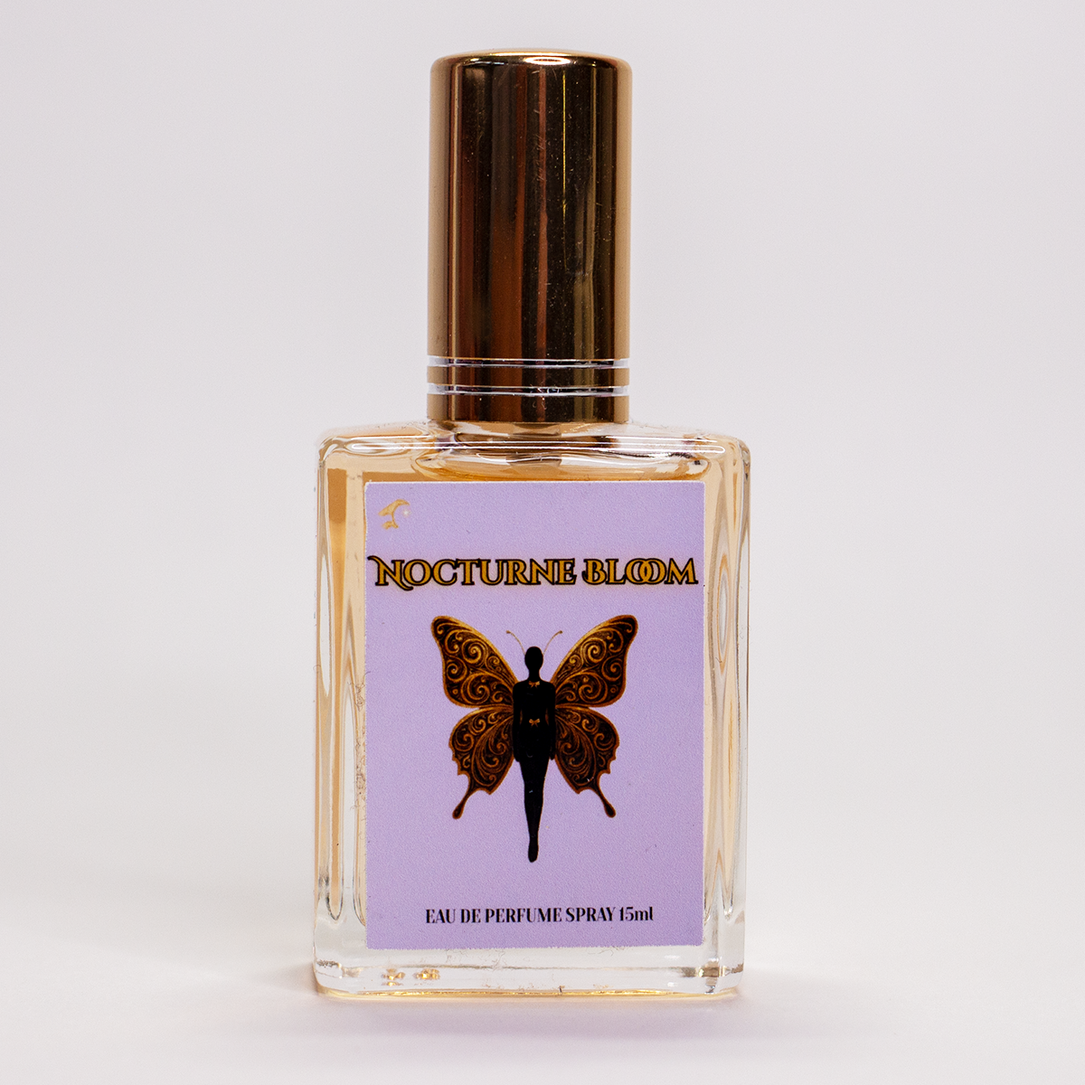 Nocturne Bloom Eau de Parfum spray bottle 15ml with butterfly label romantic floral and mysterious signature fragrance by The Valley Dolls