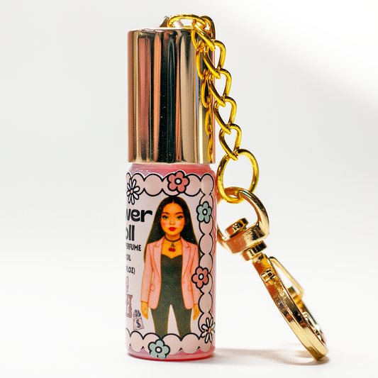 Power Doll bold floral perfume oil roll-on, 5 ml glass bottle with gold heart keychain clasp – The Valley Dolls fragrance